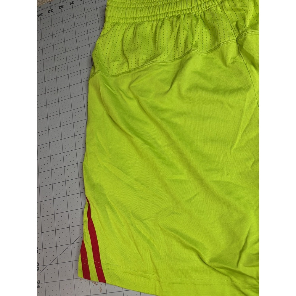 adidas Neon Yellow Athletic Shorts with Blue and Red Accents - Picture 7 of 8